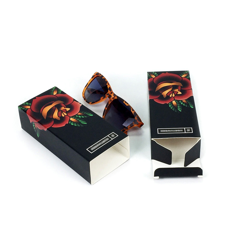 02029 paper box Ecofriendly fashion folding eye glasses sliding drawer packaging eyewear package box