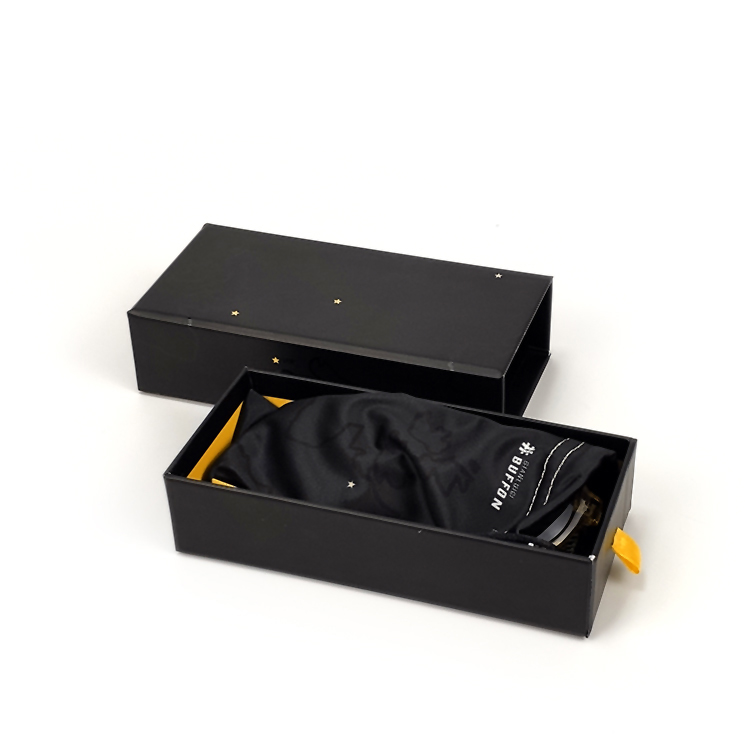 02044 paper box China wholesale custom large drawer box design environmentally friendly elegant black sunglasses box