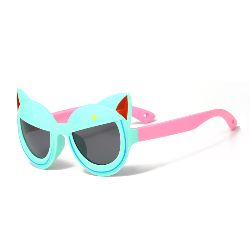 (RTS) SB-S8177 children sunglasses High quality cute pink blue cat ear cartoon children's eye protection sunglasses with TAC polarized lenses