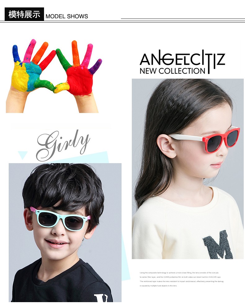 (RTS) SB-802 children sunglasses High quality custom logo boy sun glasses girl sunglasses UV400 and polarized