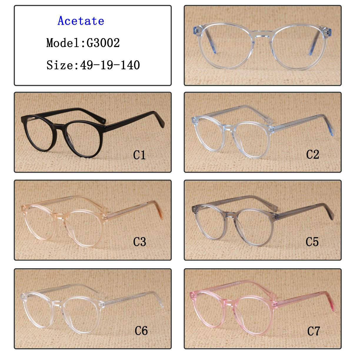 (RTS) GS-G3002 acetate glasses 2020 new unisex men women acetate ultra light optical eyewear glasses frames